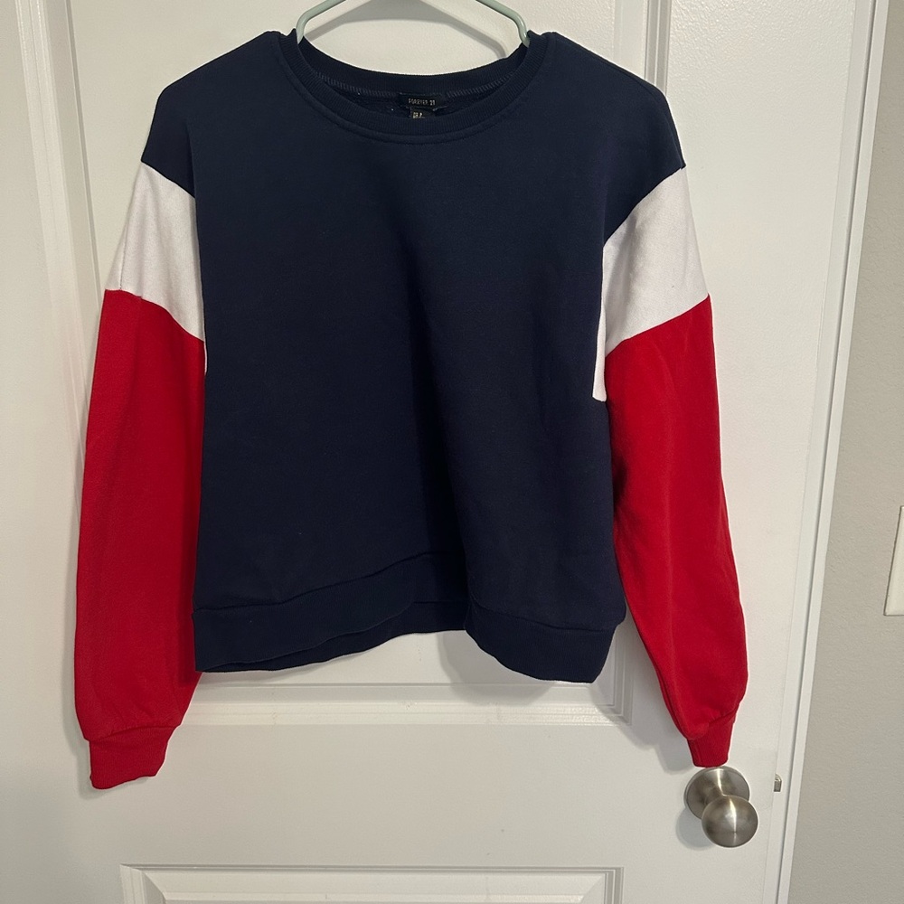 Forever 21 navy blue, red and white colorblock seeater
